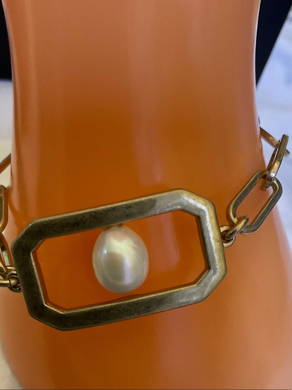 Banana Republic Gold-Tone Geometric Link Bracelet with Pearl
